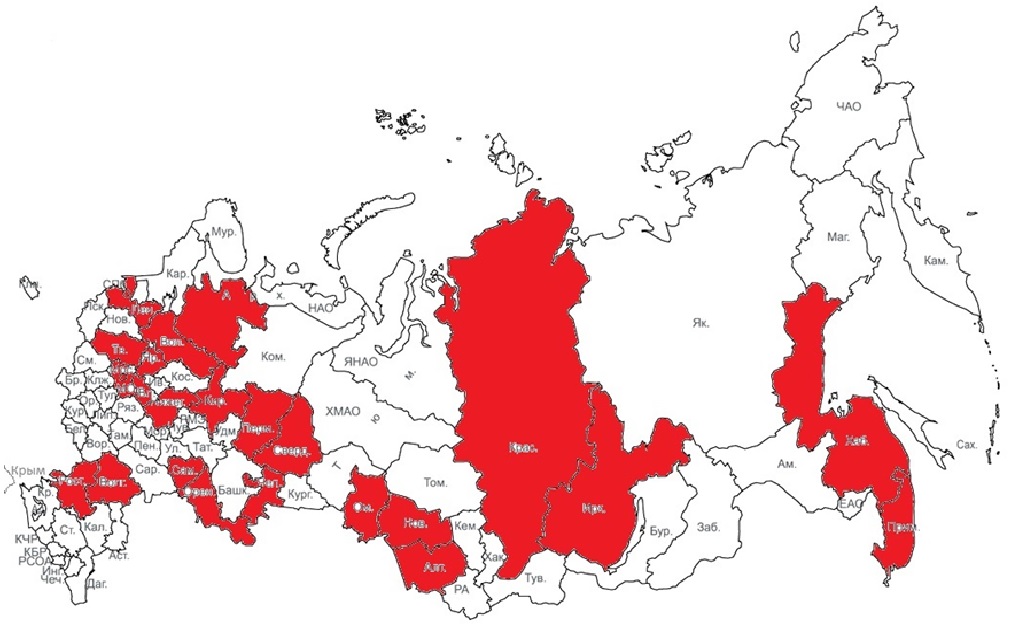 Владимирская область вошла в новый «красный пояс» России karta