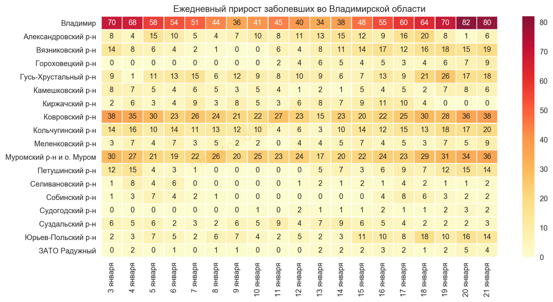 Во Владимирской области выявили 282 новых случая коронавируса