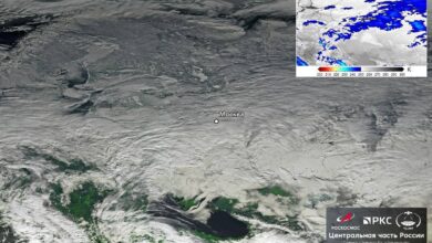 Снежный циклон над Владимирской областью виден из космоса