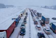 30-километровая пробка на М-7 под Владимиром из-за снега и льда