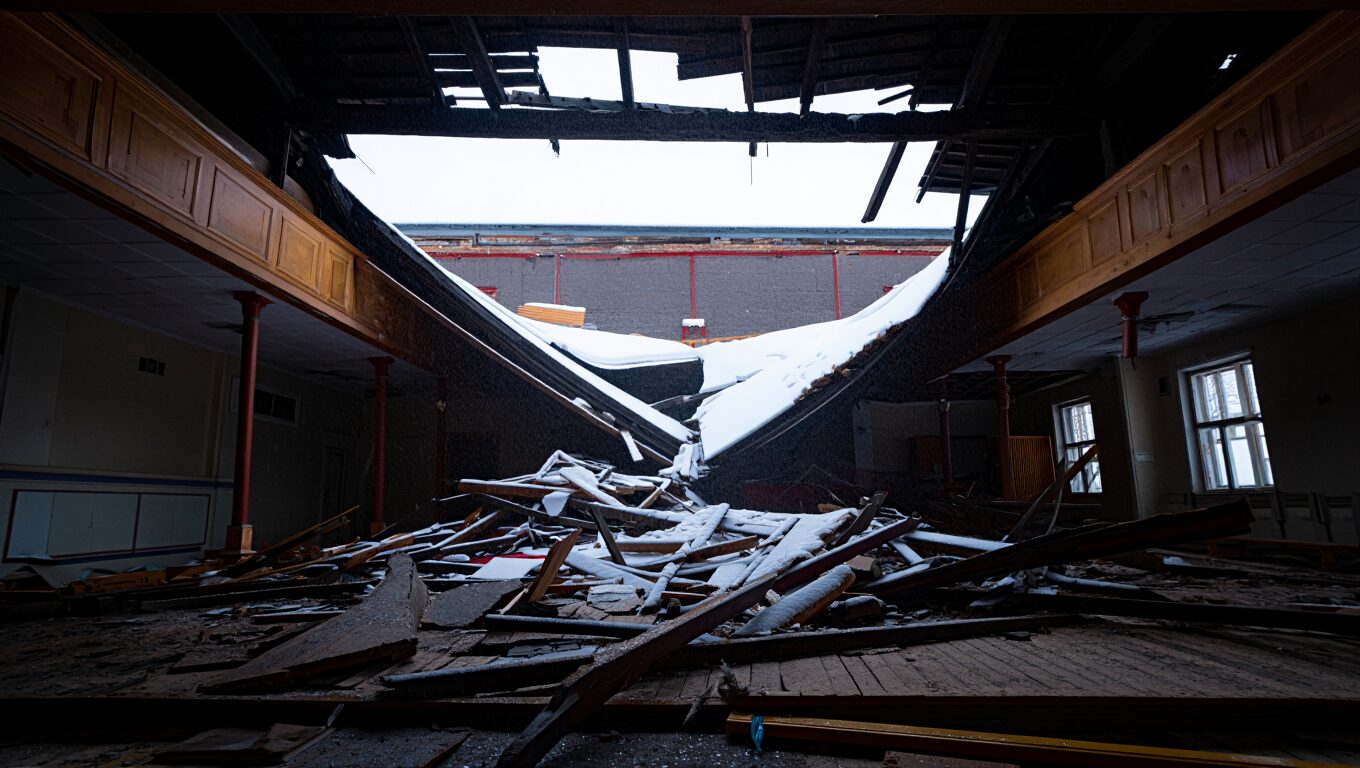 Крыша школы искусств в Гусь-Хрустальном рушится второй раз за три дня